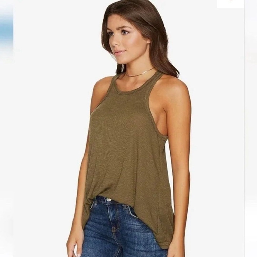 Free People Long Beach Tankโ Top Tan Brown Ribbed Flowy We the Free